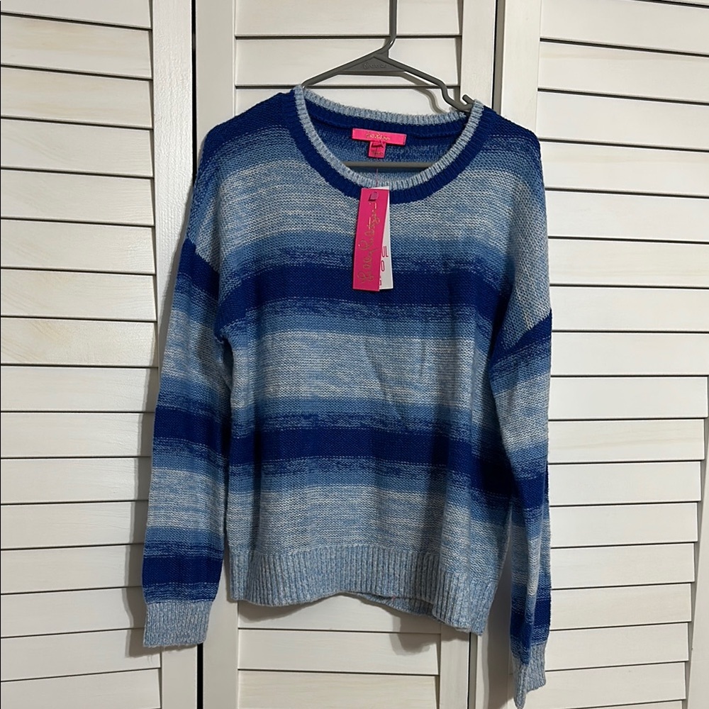Lilly Pulitzer Ombre Blue Crew Neck Elannie Sweater NWT